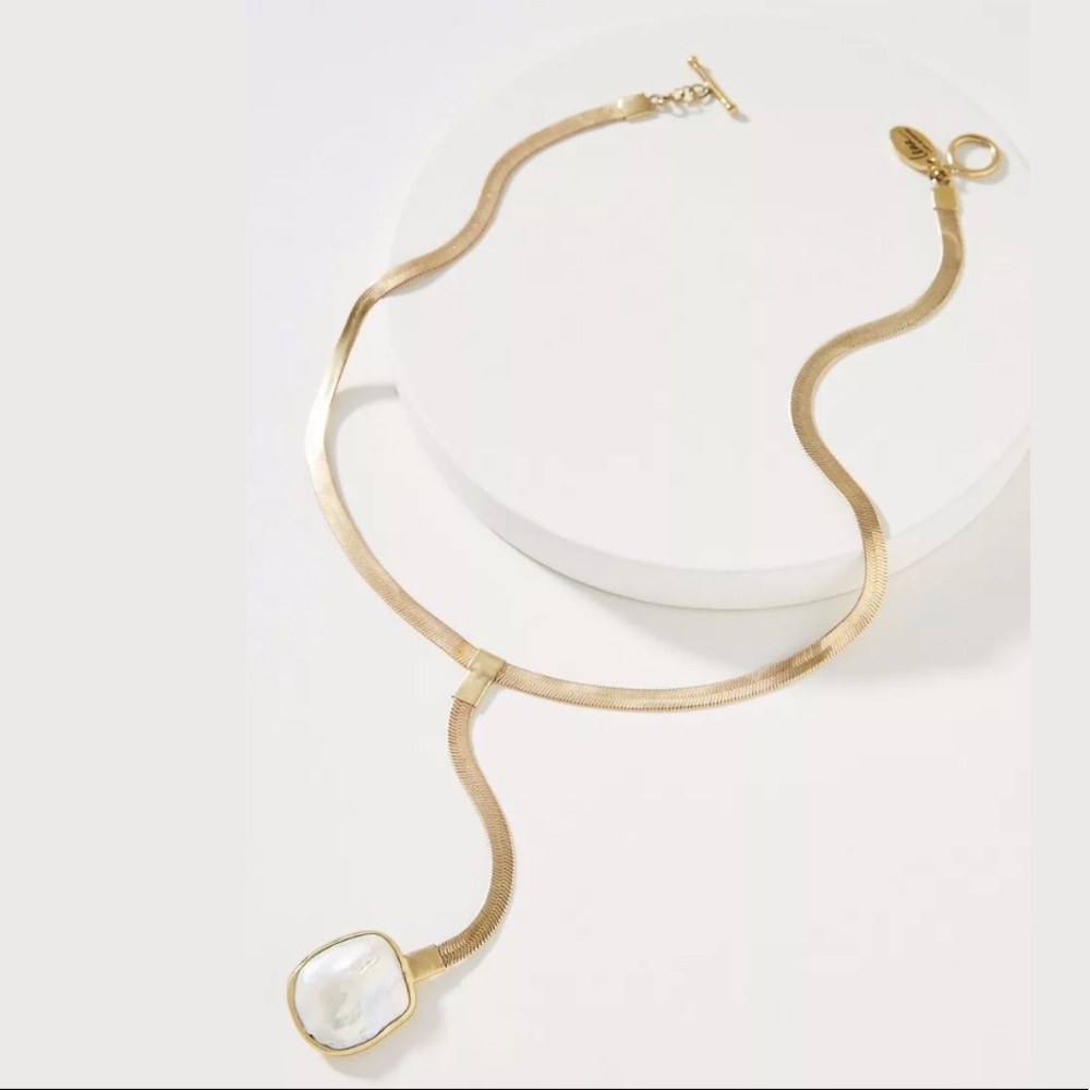 Anthro Lena Bernard Pearl Lariat Necklace